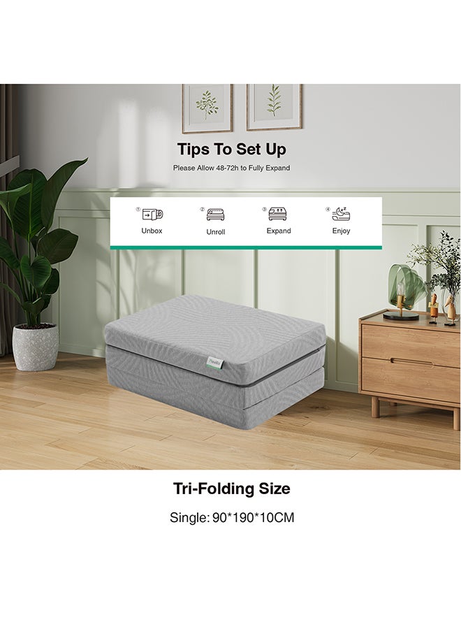 Novilla Foldable Mattress, Single Size 90 x 190cm Comfort Foam Trifold Mattress with Cloud Design Cover, 4 Inch Folding Mattress for Back Pain Relief, Suitable for Camping, RV Travel - Image 3